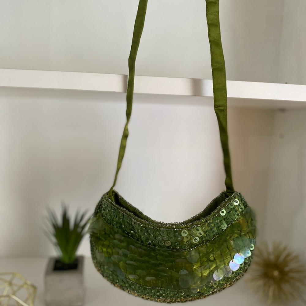 Quality Alexia Crawford Green Sequined Mini Purse W/ A Strap